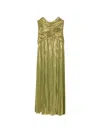 Retroféte Strapless Pleated Maxi Dress In Green