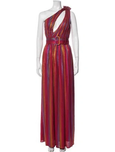 Pre-owned Retroféte Striped Long Dress W/ Tags In Metallic/pink