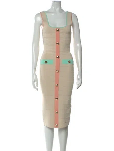 Pre-owned Retroféte Striped Midi Length Dress In Neutral