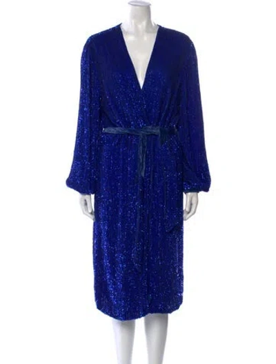 Pre-owned Retroféte Striped Midi Length Dress W/ Tags In Blue