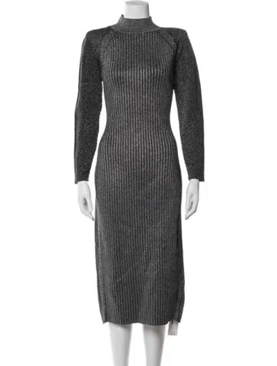 Pre-owned Retroféte Striped Midi Length Dress W/ Tags In Gray