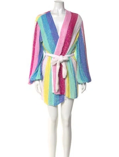 Pre-owned Retroféte Striped Mini Dress In Blue