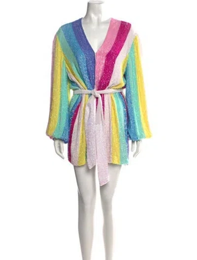 Pre-owned Retroféte Striped Mini Dress In Blue