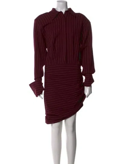 Pre-owned Retroféte Striped Mini Dress In Burgundy