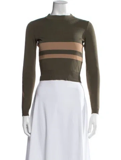 Pre-owned Retroféte Striped Mock Neck Top In Green