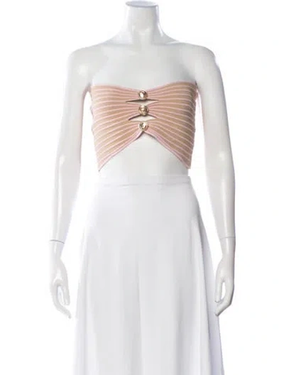 Pre-owned Retroféte Striped Strapless Crop Top In Black