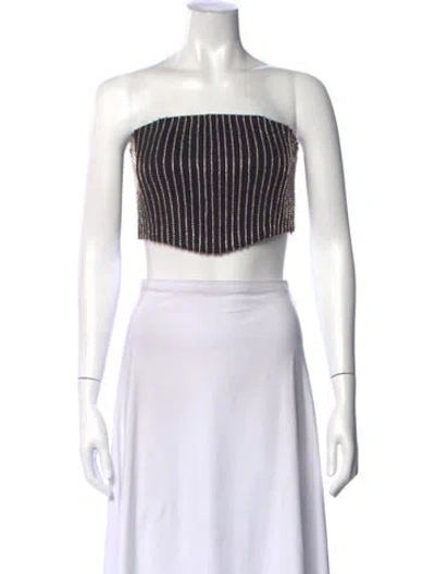 Pre-owned Retroféte Striped Strapless Crop Top In Black
