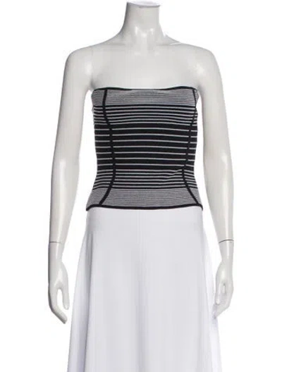 Pre-owned Retroféte Striped Strapless Crop Top In White