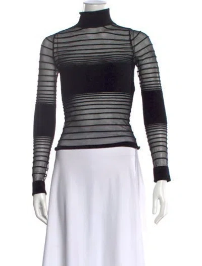 Pre-owned Retroféte Striped Turtleneck Top In Black