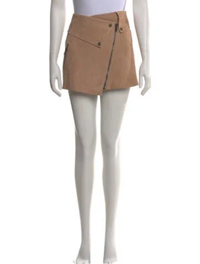 Pre-owned Retroféte Suede Mini Skirt In Neutral