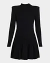 Retroféte Sydonie Sparkly Knit Mock-neck Mini Dress In Black