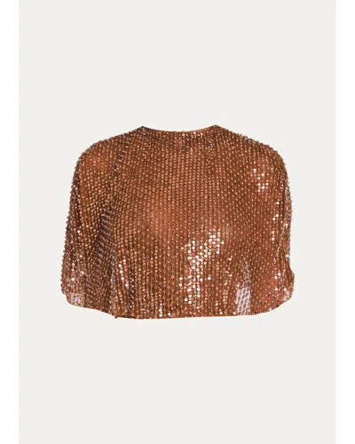 Retroféte Sylvey Crystal Mesh Capelet In Brown