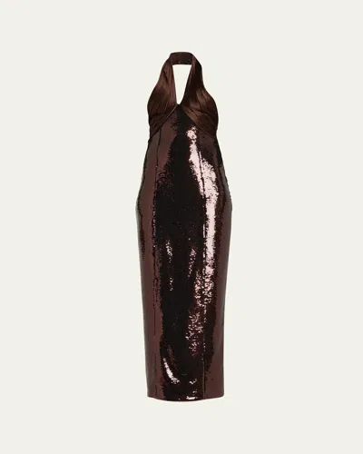 RETROFÉTE TAMRA SEQUINED HALTER DRESS