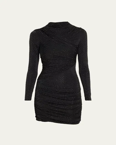 Retroféte Tana Long-sleeve Embellished Mini Dress In Black