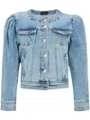 Retroféte Tasha Puff-sleeve Denim Jacket In Blue