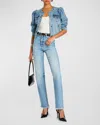 Retroféte Tasha Puff-sleeve Denim Jacket In Tangier