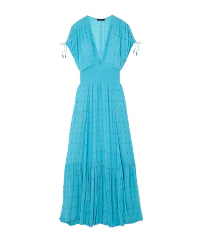 Retroféte Tiered Crystal-embellished Silk-georgette Gown In Turquoise