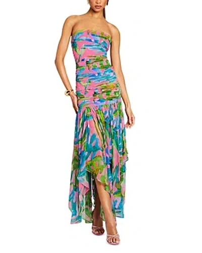 Retroféte Teryn Printed Silk Blend Dress In Jade Tropical Leaf