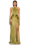 Retroféte Thalia Metallic Halter Gown