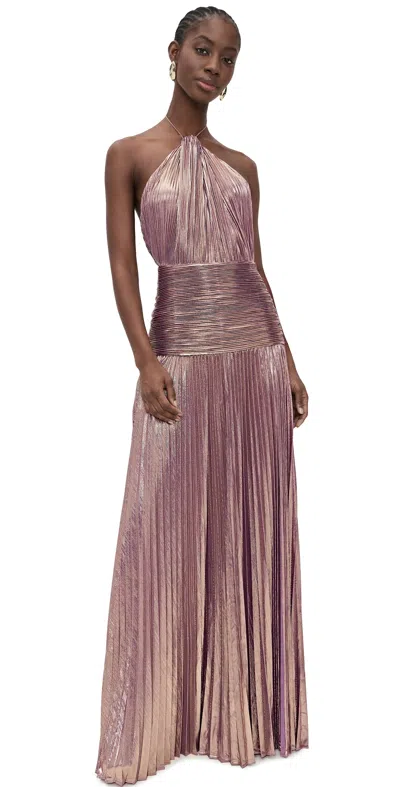 Retroféte Thalia Pleated Maxi Dress In Pink