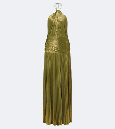 Retroféte Retrofête Thalia Plissé Halterneck Gown In Grün