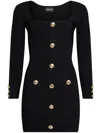 Retroféte Thea Buttoned Rib-knit Mini Dress In Black