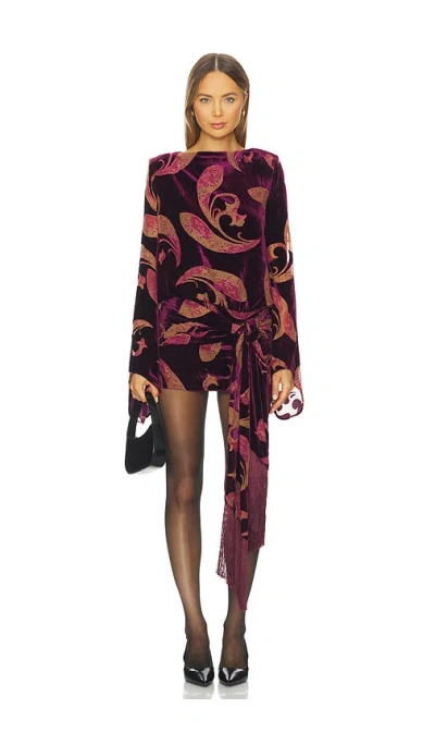 Retroféte Thesaly Velvet Dress Dark Paisley In Burgundy