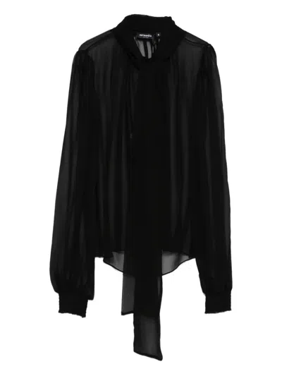 Retroféte Tie Long-sleeve Top In Black