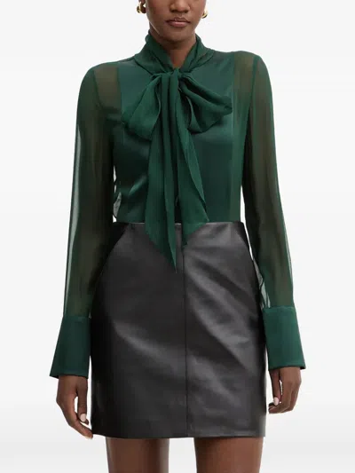 Retroféte Tie-detail Blouse In Green