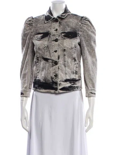 Pre-owned Retroféte Tie-dye Print Denim Jacket In Gray