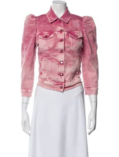 Pre-owned Retroféte Tie-dye Print Denim Jacket In Pink