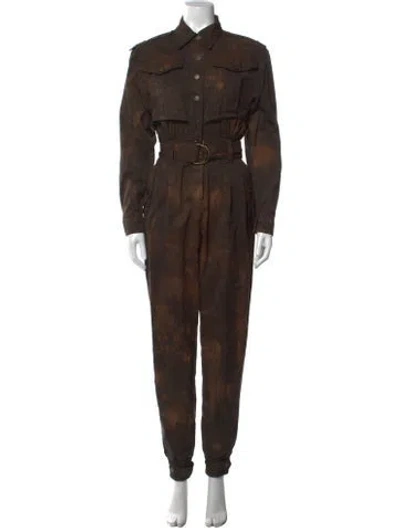 Pre-owned Retroféte Tie-dye Print Jumpsuit In Brown