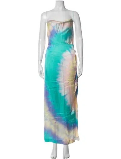 Pre-owned Retroféte Tie-dye Print Long Dress In Blue