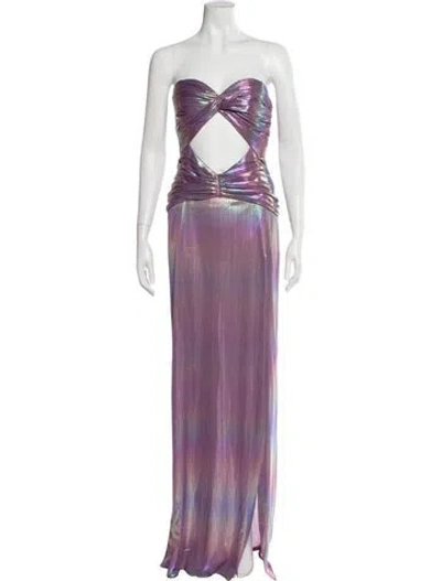 Pre-owned Retroféte Tie-dye Print Long Dress In Purple