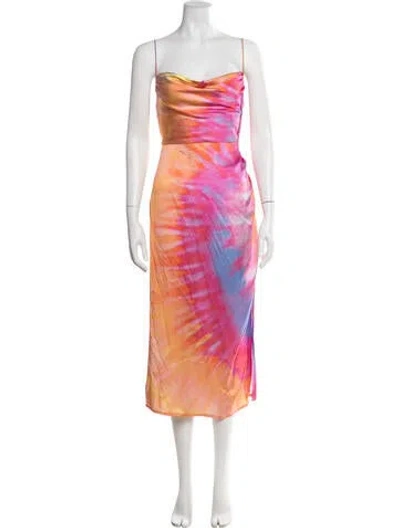 Pre-owned Retroféte Tie-dye Print Midi Length Dress In Pink