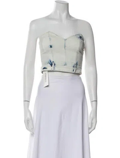 Pre-owned Retroféte Tie-dye Print Strapless Crop Top In White