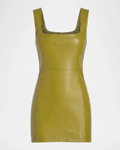 Retroféte Tilde Leather Mini Dress In Green