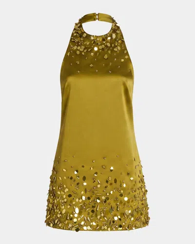 Retroféte Tobonie Embroidered Mini Dress In Basil