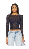 Retroféte Torrey Sequin Top Night Sky In Navy