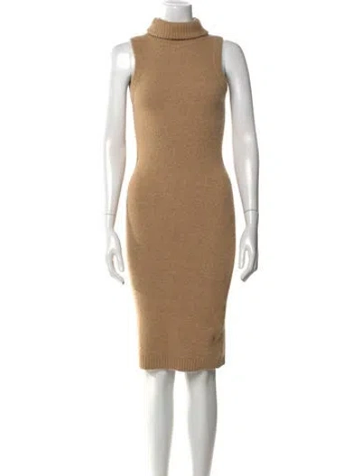 Pre-owned Retroféte Turtleneck Knee-length Dress In Neutral