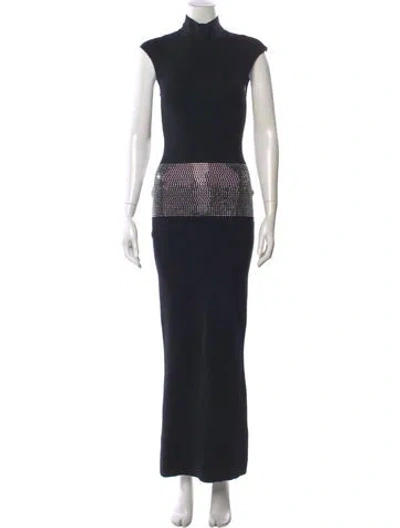 Pre-owned Retroféte Turtleneck Long Dress In Black