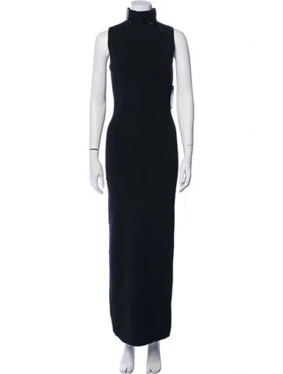 Pre-owned Retroféte Turtleneck Long Dress In Blue