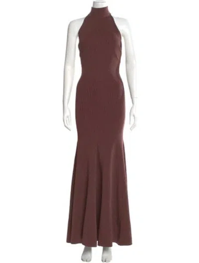 Pre-owned Retroféte Turtleneck Long Dress In Brown