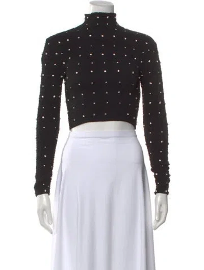 Pre-owned Retroféte Turtleneck Long Sleeve Crop Top In Black