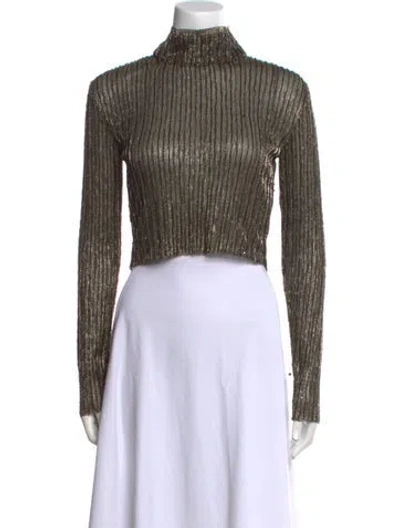 Pre-owned Retroféte Turtleneck Long Sleeve Crop Top In Multi