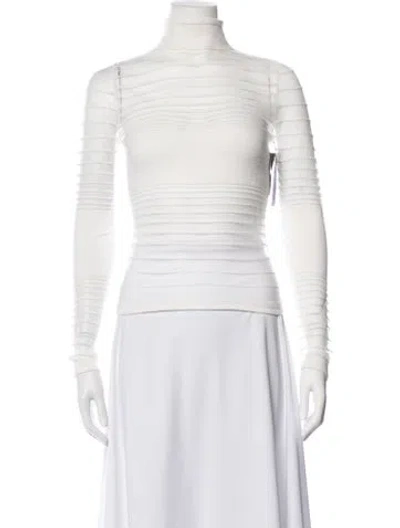 Pre-owned Retroféte Turtleneck Long Sleeve Top In White