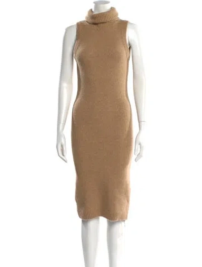Pre-owned Retroféte Turtleneck Midi Length Dress In Neutral