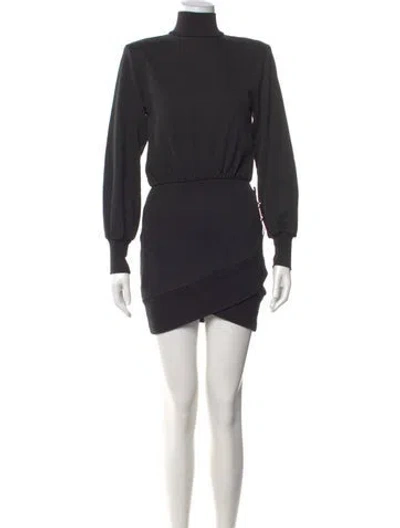 Pre-owned Retroféte Turtleneck Mini Dress In Black
