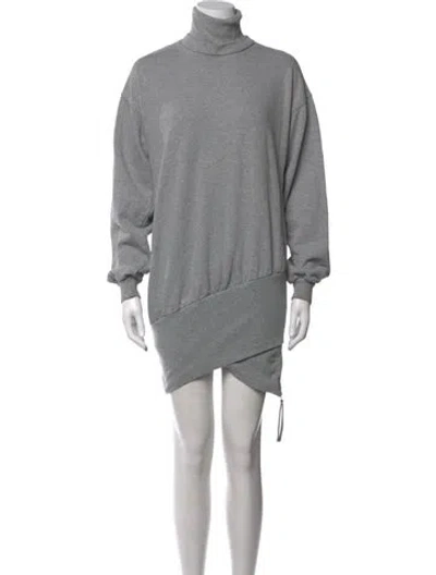 Pre-owned Retroféte Turtleneck Mini Dress In Grey