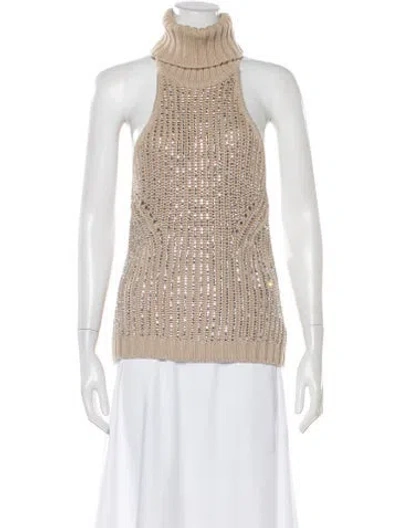 Pre-owned Retroféte Turtleneck Sleeveless Top In Neutral
